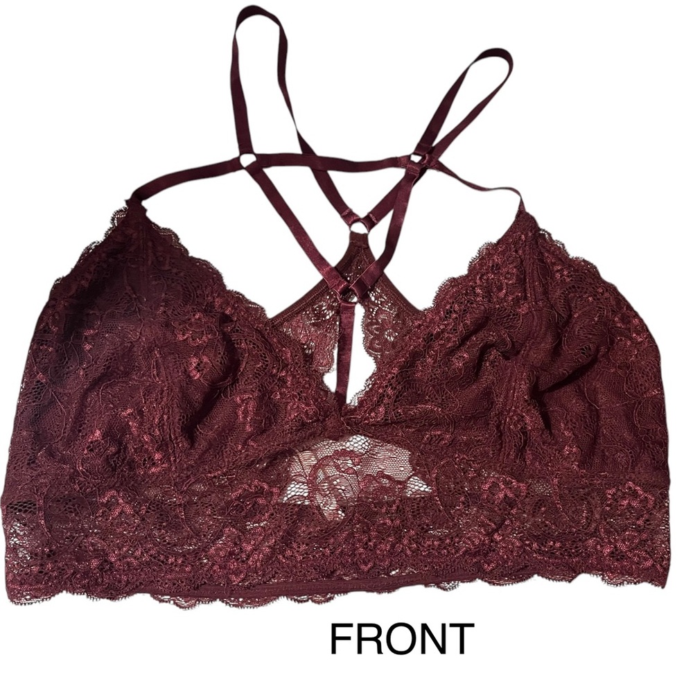 Charlotte Russe Strappy Bralette Burgundy Size 1X